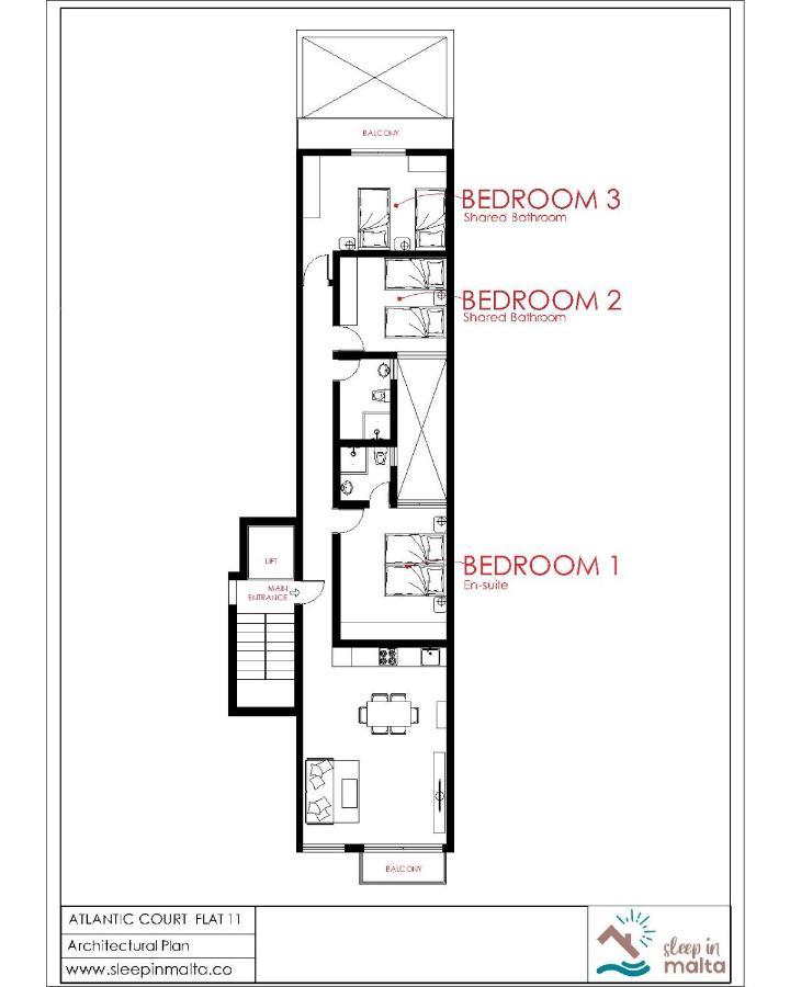 F11 Room 3, Private Room Two Single Beds Shared Bathroom In Shared Flat Msida Exteriör bild